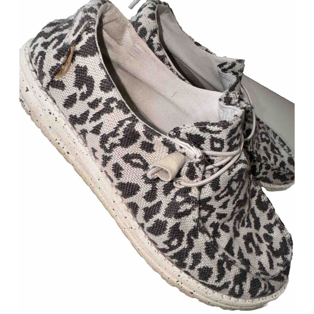 Hey Dude Wendy Woven Cheetah Grey Slip On Shoes Women’s Size 9